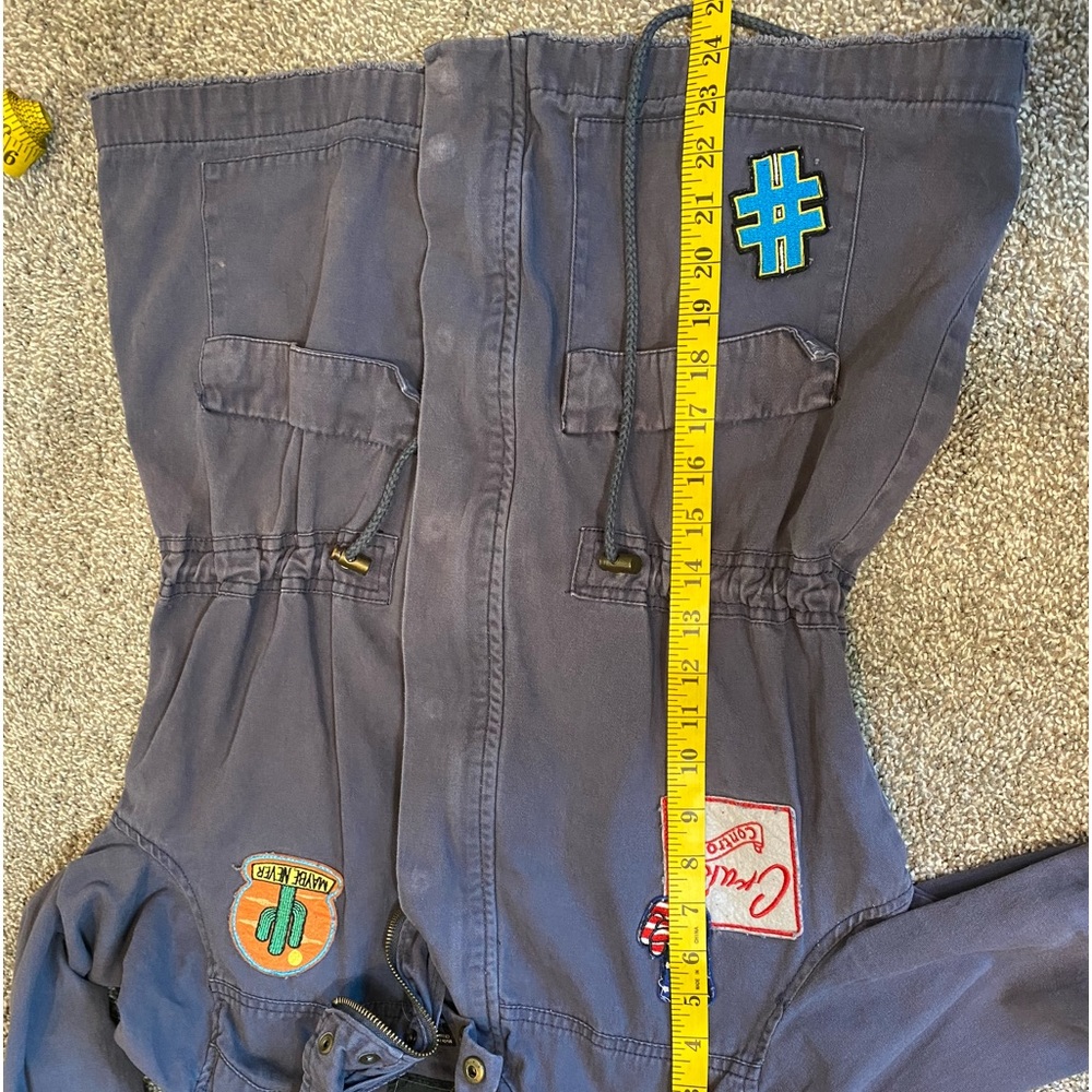 Miss London Faded Distressed Blue Drawstring Patched Jacket - Picture 15 of 15